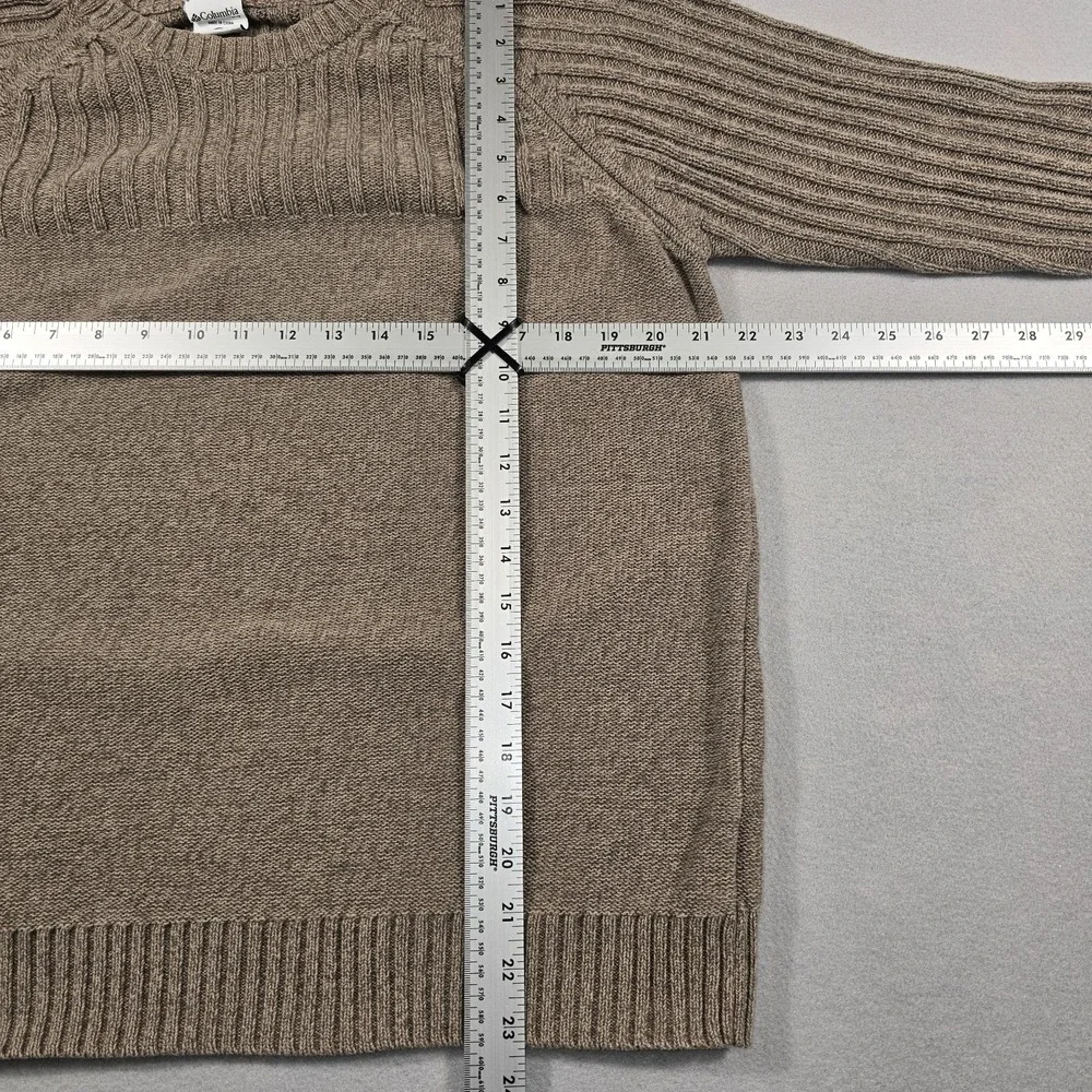 Columbia Sweater Mens Medium Brown Crewneck Ribbed Knit‎ Raglan Outdoor Pullover